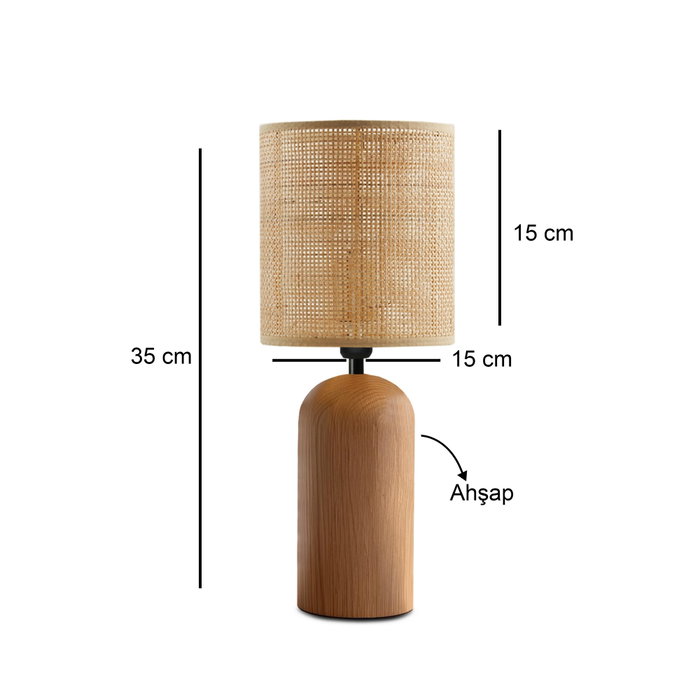 Opviq Lámpara de mesa de madera y bambú Beige